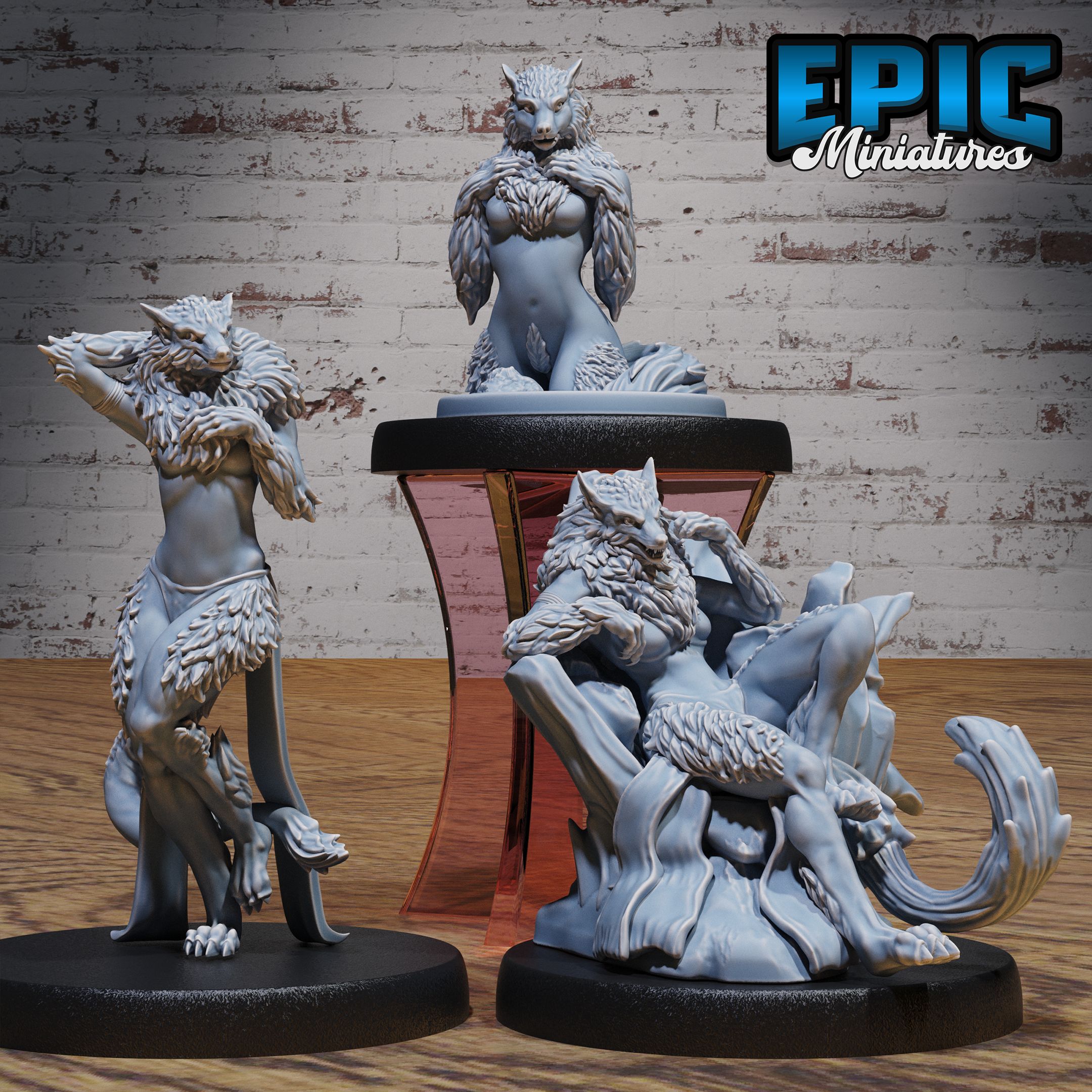 Werewolf Female Set / Woman Wolf Hybrid / Chaotic Humanoid / Dire Wolf / Hound Beast / Were Canine / Jackal Monster / Evil War Dog / Undead Shapechanger